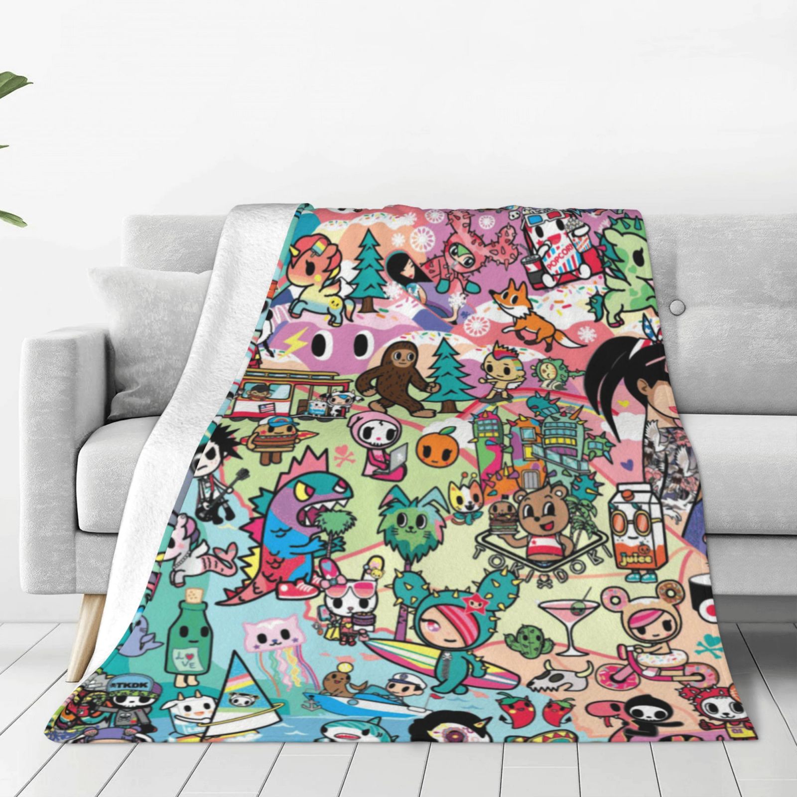 Tokidoki Blanket Anime Ultra Soft Fleece Blanket Stylish Printed Casual Trend Warm Lightweight Blanket