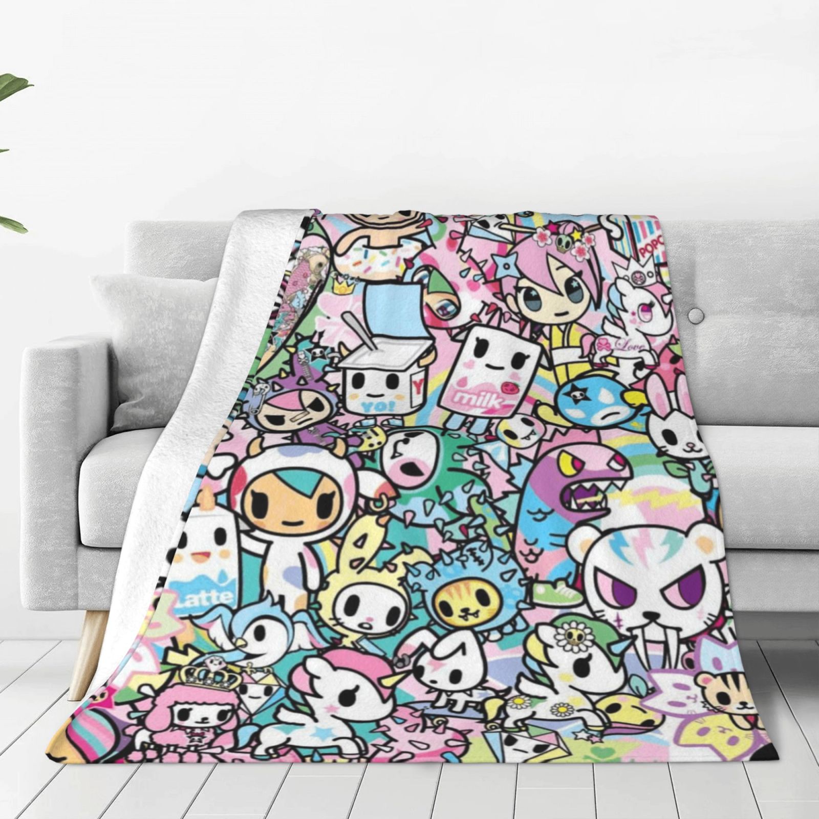 Tokidoki Blanket Ultra Soft Fleece Blanket Stylish Printed Casual Trend Warm Lightweight Blanket