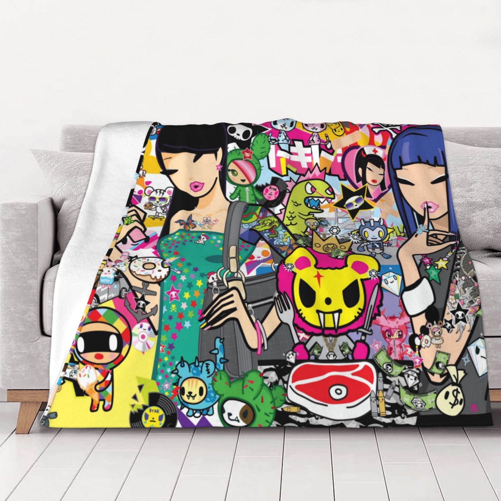Tokidoki Blanket Ultra Soft Fleece Blanket Stylish Printed Casual Trend Warm Lightweight Blanket