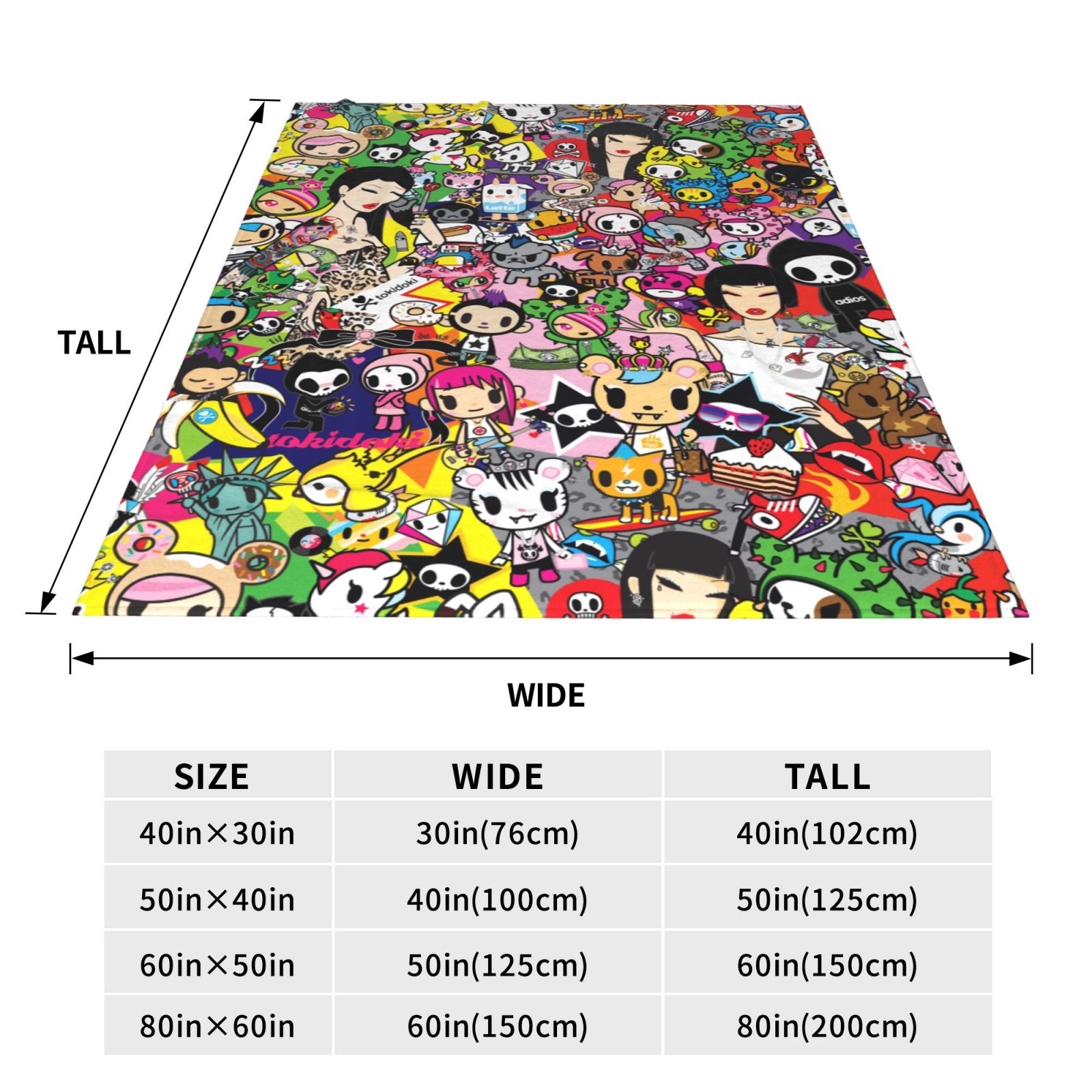 Tokidoki Blanket Anime Ultra Soft Fleece Blanket Stylish Printed Casual Trend Warm Lightweight Blanket