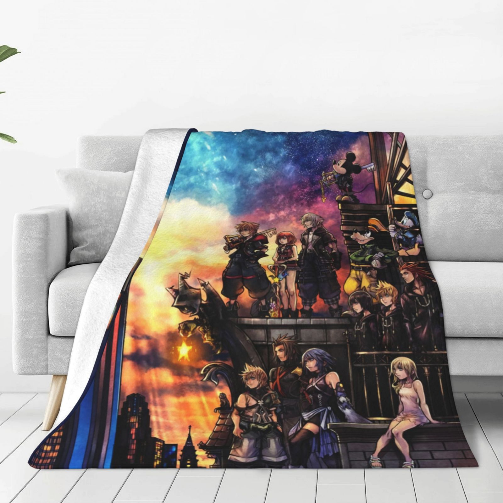Kingdom Hearts 3 Game Blanket Anime Ultra Soft Fleece Blanket Stylish Printed Casual Trend Warm Lightweight Blanket