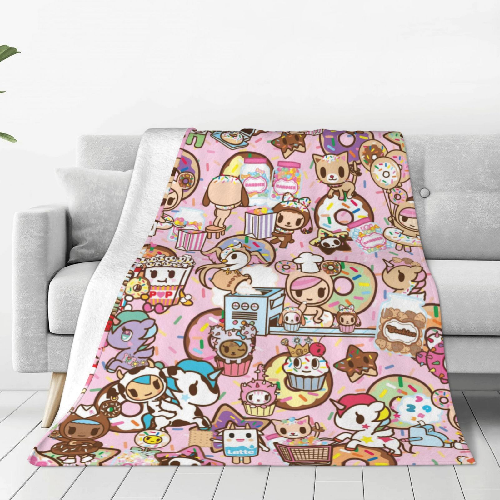 Tokidoki Blanket Ultra Soft Fleece Blanket Stylish Printed Casual Trend Warm Lightweight Blanket