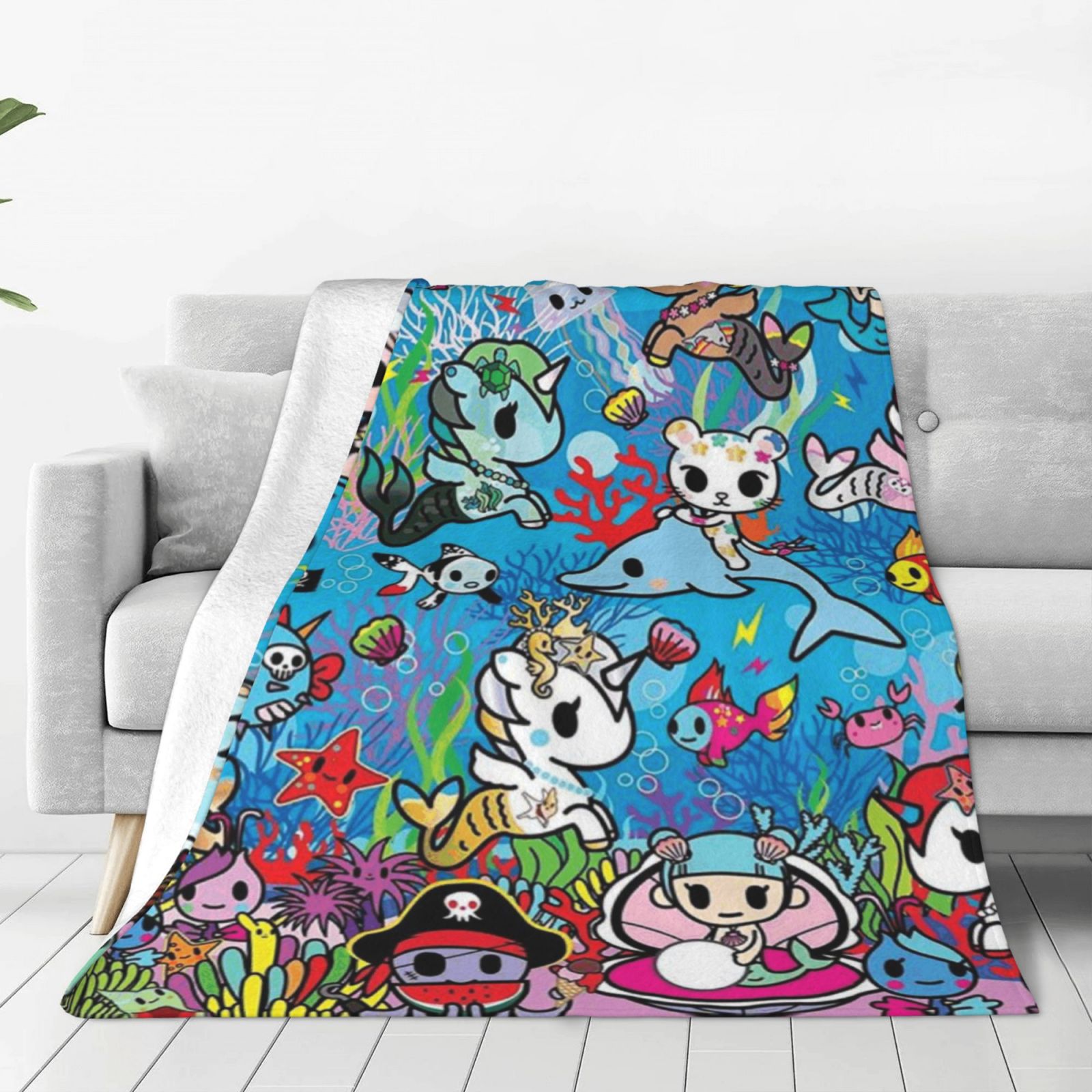 Tokidoki Blanket Ultra Soft Fleece Blanket Stylish Printed Casual Trend Warm Lightweight Blanket