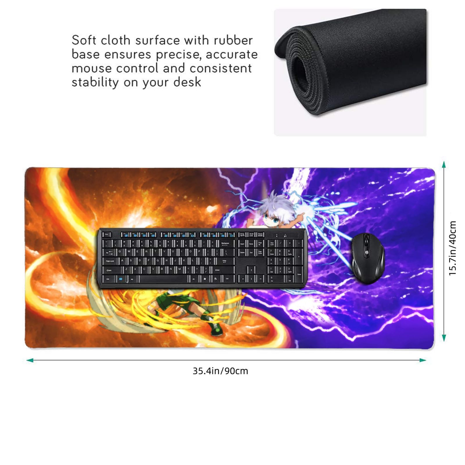 Hunter X Hunter Mouse Pad 16x35.5inch Printed Personalized Fashion Large Gaming Mousepad Non Slip Mouse Mat