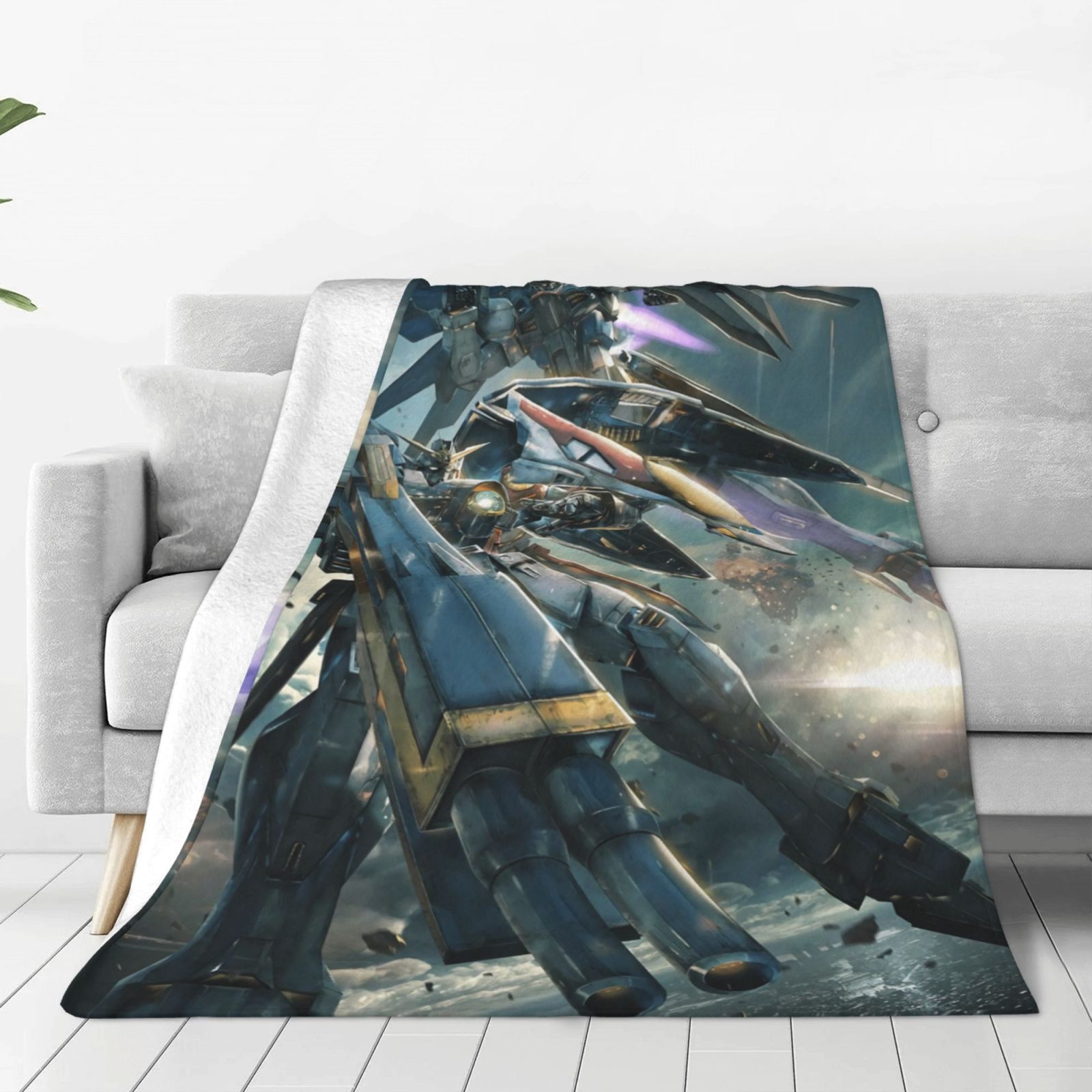 Gundam Blanket Anime Ultra Soft Fleece Blanket Stylish Printed Casual Trend Warm Lightweight Blanket