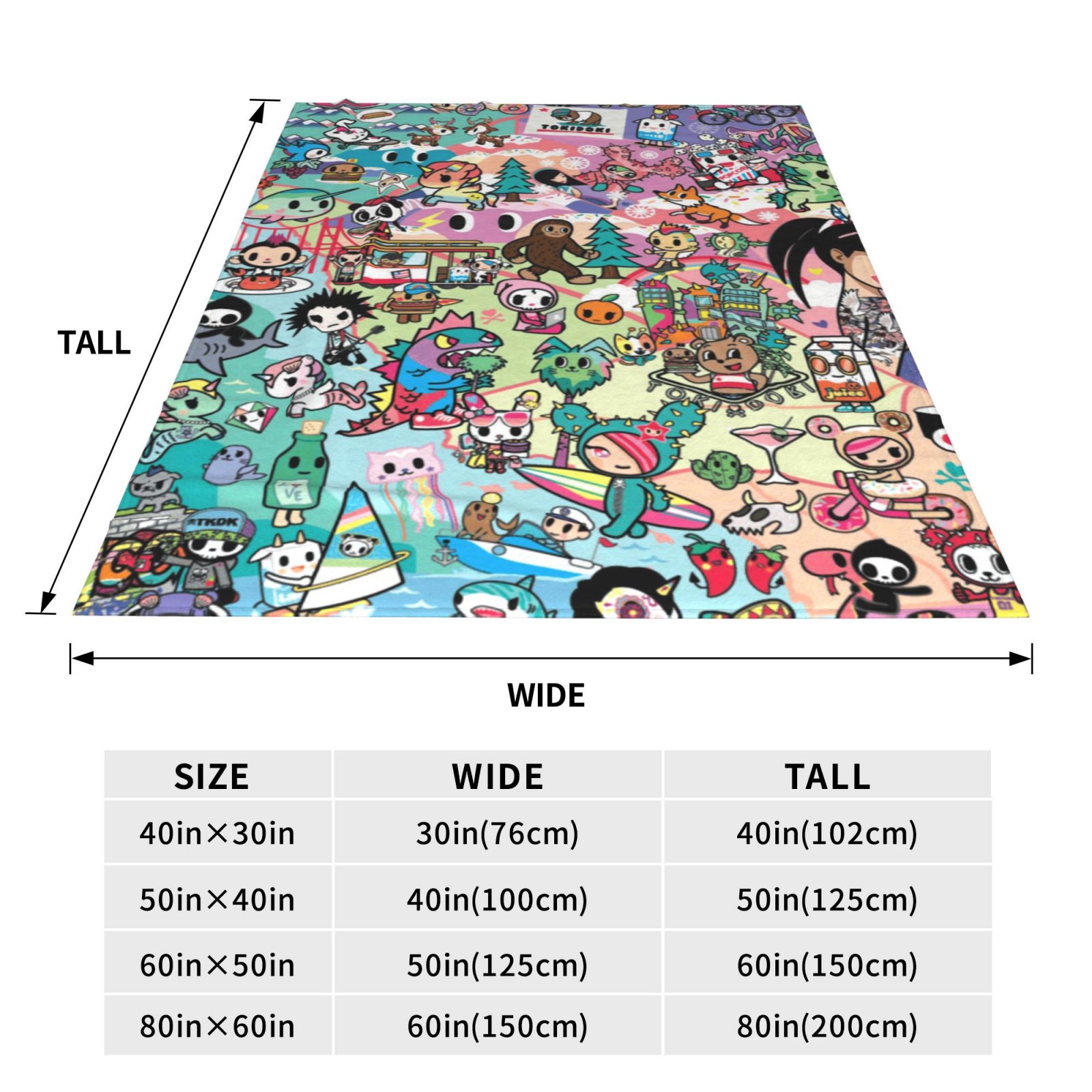 Tokidoki Blanket Anime Ultra Soft Fleece Blanket Stylish Printed Casual Trend Warm Lightweight Blanket