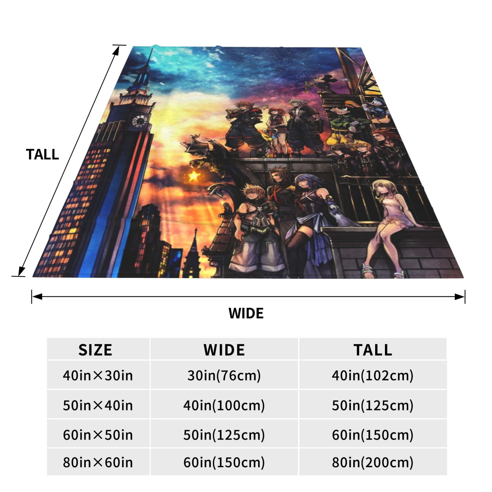 Kingdom Hearts 3 Game Blanket Anime Ultra Soft Fleece Blanket Stylish Printed Casual Trend Warm Lightweight Blanket