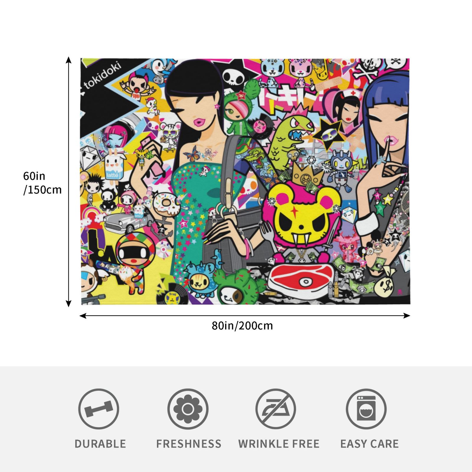 Tokidoki Blanket Ultra Soft Fleece Blanket Stylish Printed Casual Trend Warm Lightweight Blanket