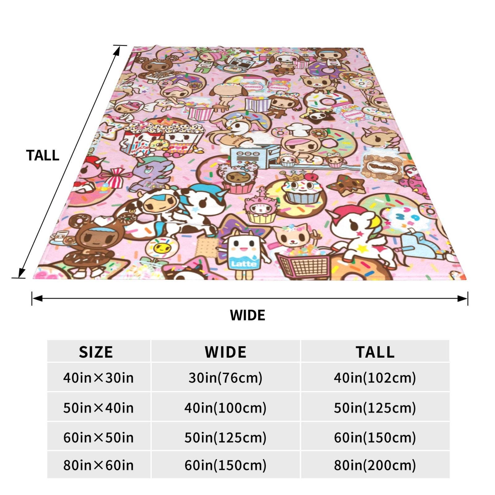 Tokidoki Blanket Ultra Soft Fleece Blanket Stylish Printed Casual Trend Warm Lightweight Blanket