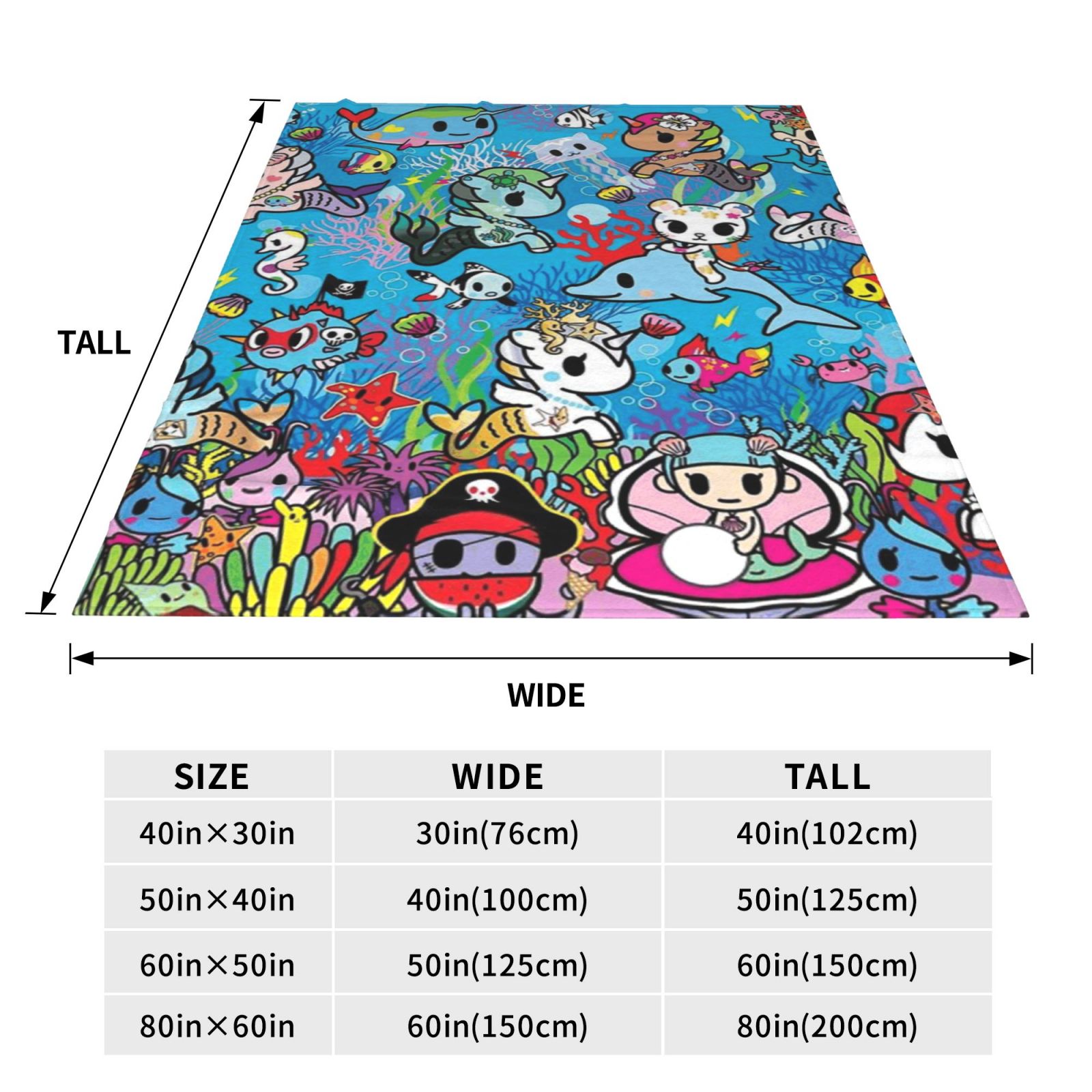 Tokidoki Blanket Ultra Soft Fleece Blanket Stylish Printed Casual Trend Warm Lightweight Blanket