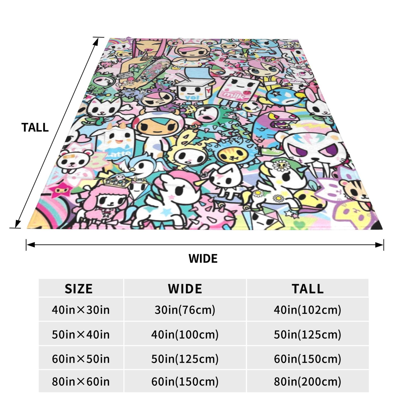 Tokidoki Blanket Ultra Soft Fleece Blanket Stylish Printed Casual Trend Warm Lightweight Blanket