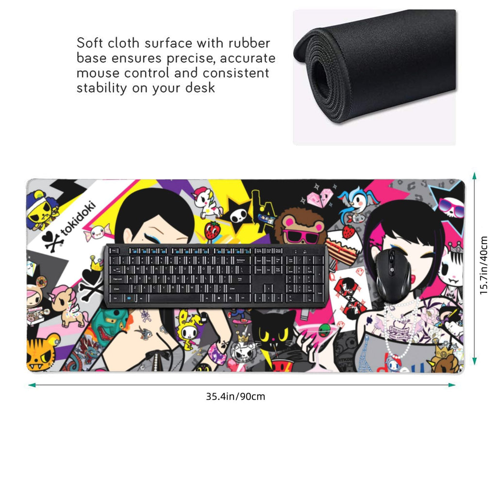 Tokidoki Mouse Pad 16x35.5inch Printed Personalized Fashion Large Gaming Mousepad Non Slip Mouse Mat