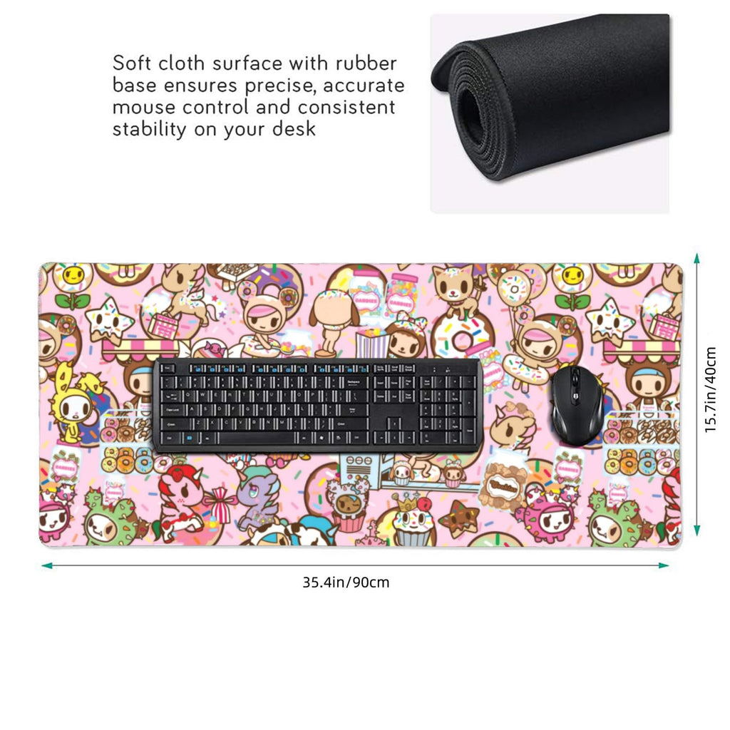 Tokidoki Mouse Pad 16x35.5inch Printed Personalized Fashion Large Gaming Mousepad Non Slip Mouse Mat