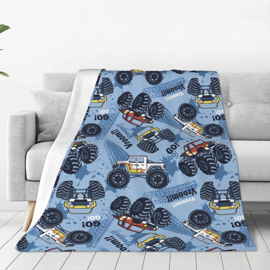 Monster Car Blanket Ultra Soft Fleece Blanket Stylish Printed Casual Trend Warm Lightweight Blanket