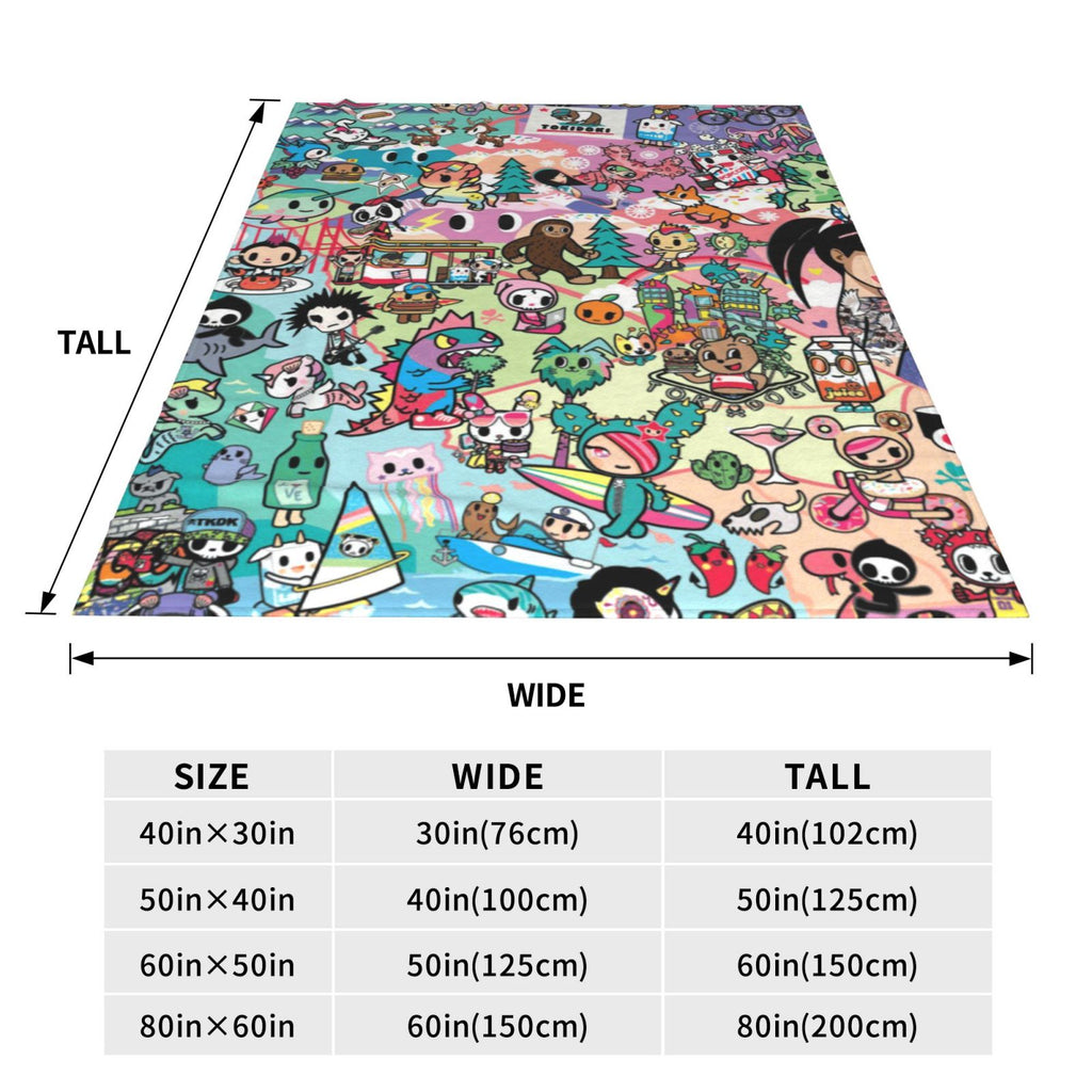 Tokidoki Blanket Anime Ultra Soft Fleece Blanket Stylish Printed Casual Trend Warm Lightweight Blanket