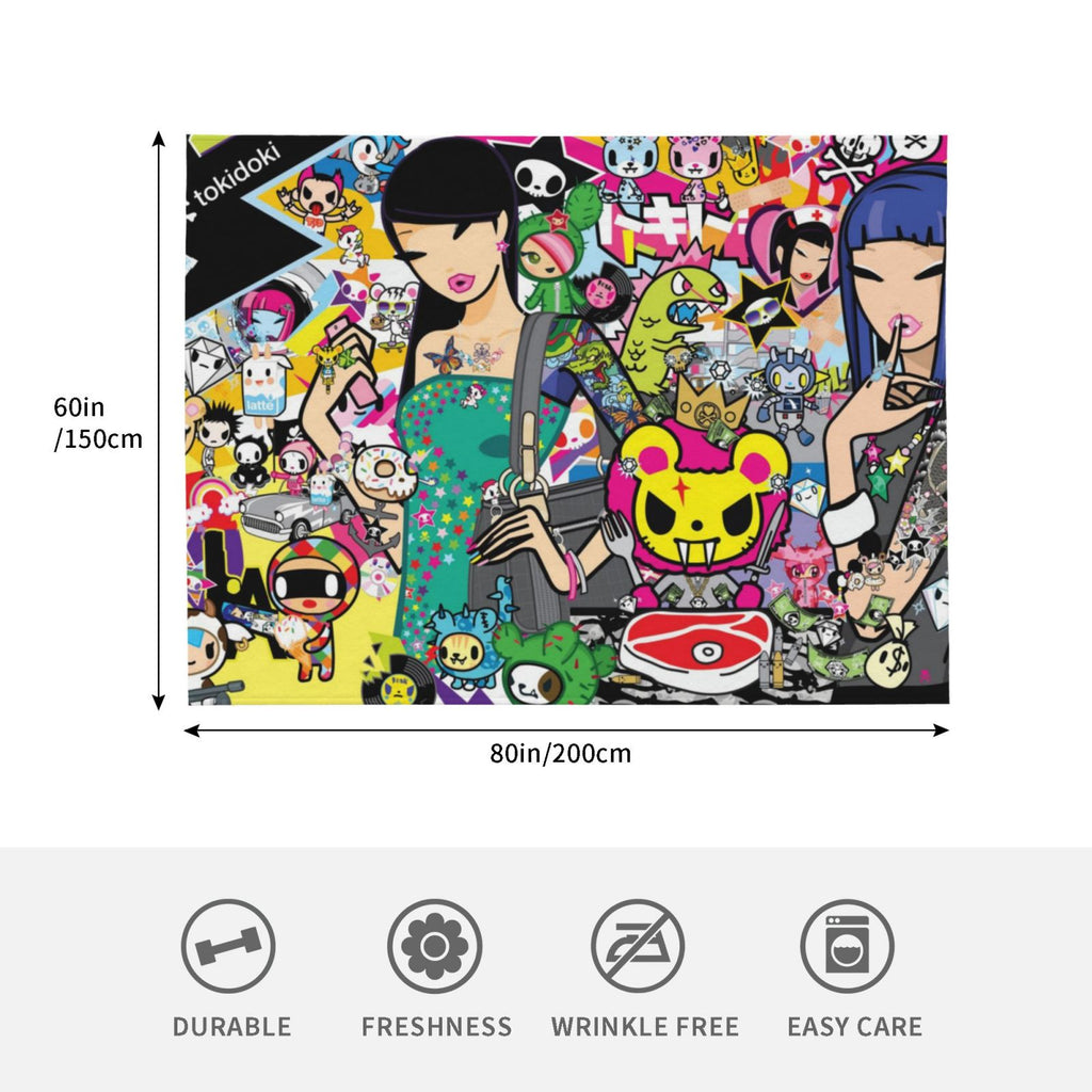 Tokidoki Blanket Ultra Soft Fleece Blanket Stylish Printed Casual Trend Warm Lightweight Blanket