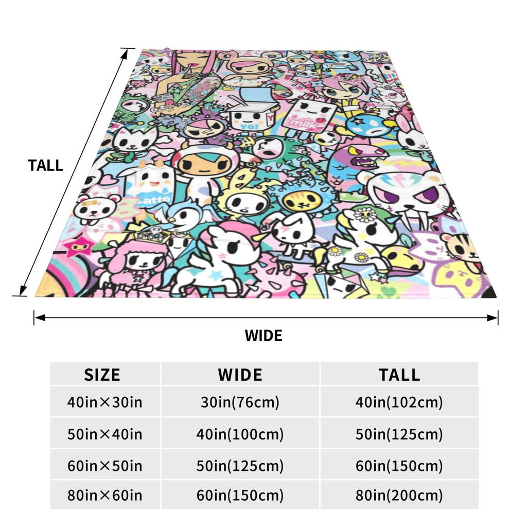 Tokidoki Blanket Ultra Soft Fleece Blanket Stylish Printed Casual Trend Warm Lightweight Blanket